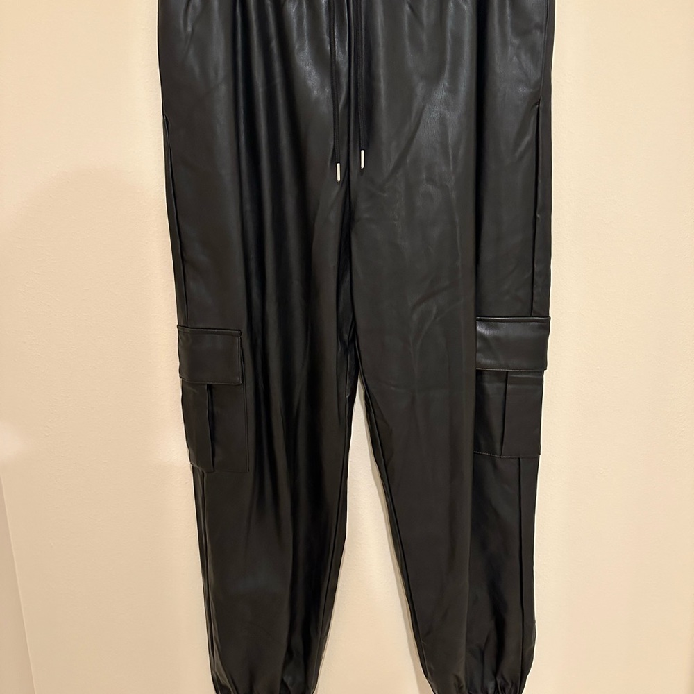Topshop faux leather joggers. Size 14